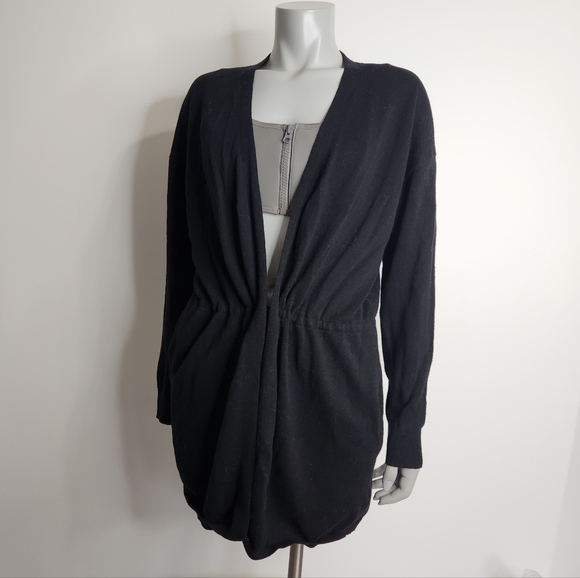 Aritzia Babaton Black Cotton Open Front Wrap Cardigan Size S - Picture 2 of 12